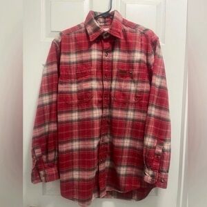 VTG Carhartt Flannel Long Sleeve Red Plaid Shirt Button Up - Small - EUC